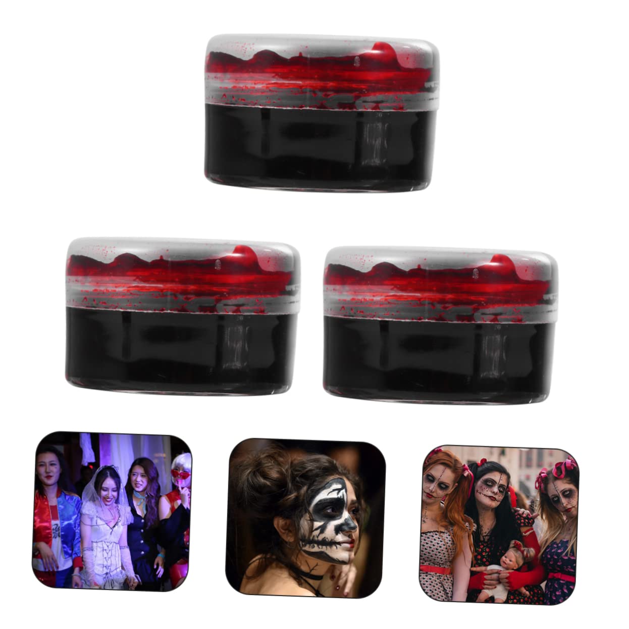Minkissy Halloween 3pcs Fake Blood Gel Makeup Set