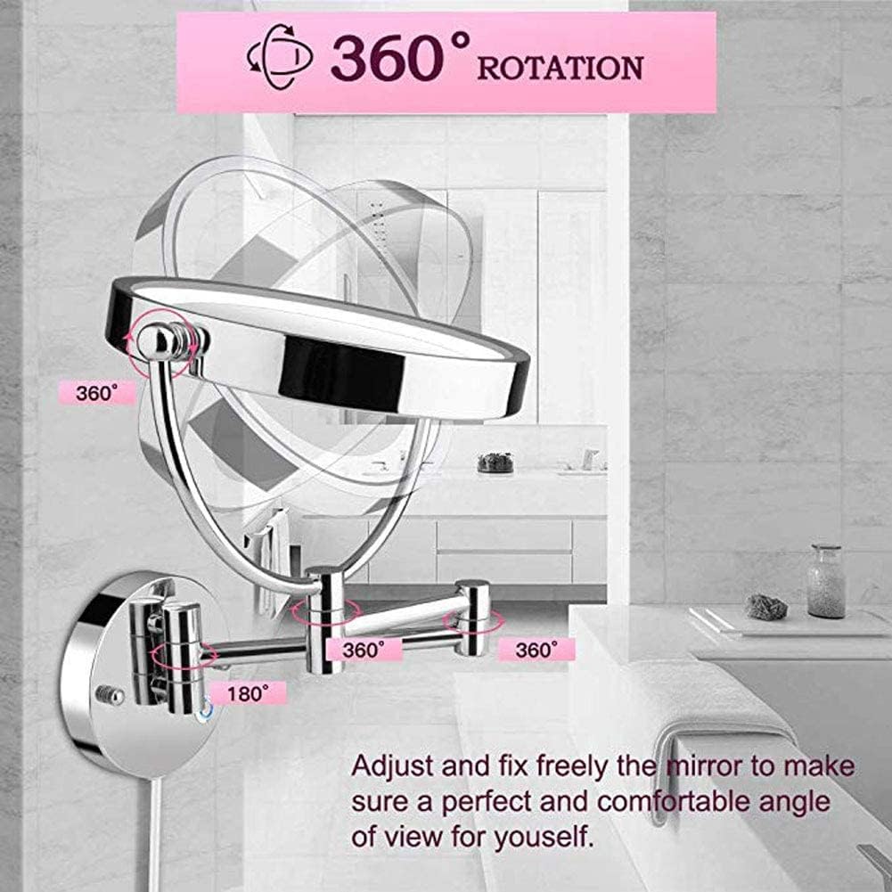 DEIHGE LED Wall Mount Makeup Mirror 5X Magnification Double Sided