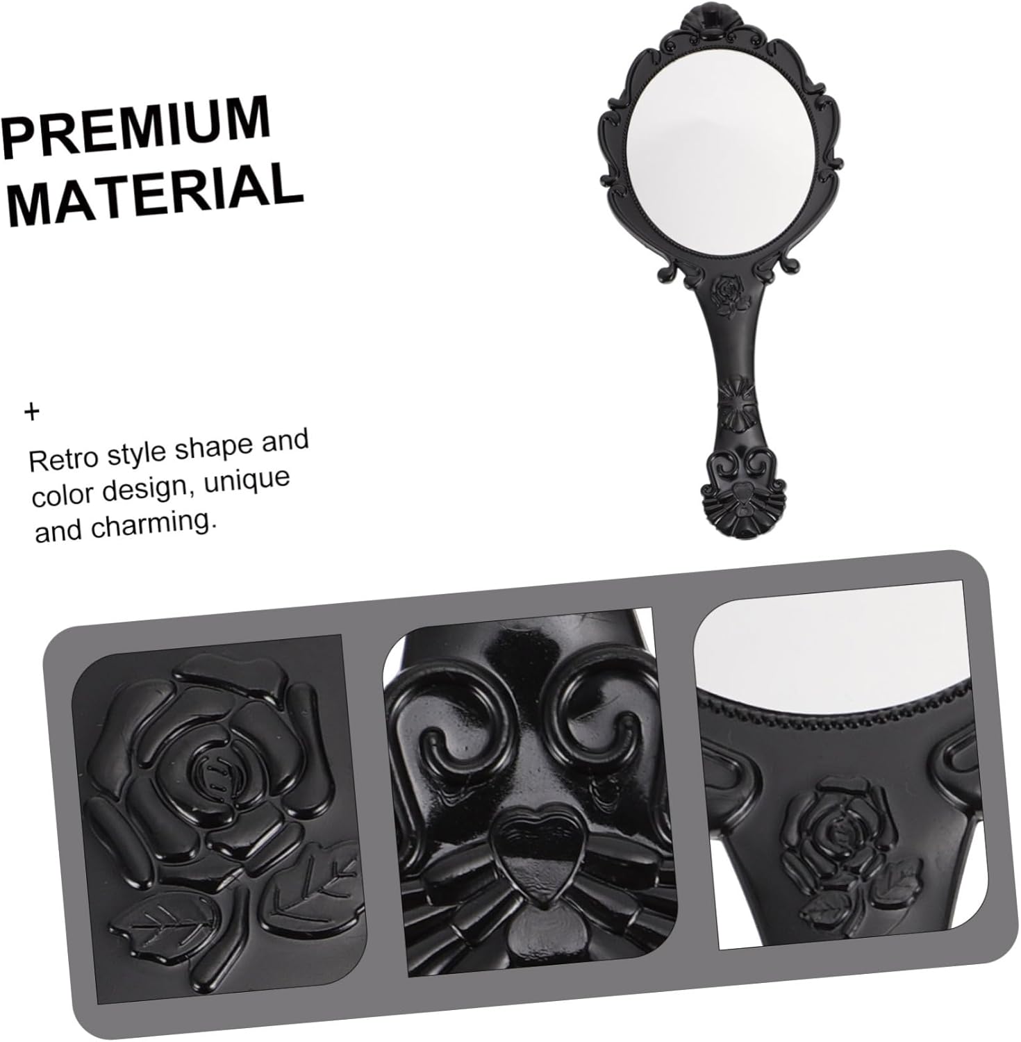 2pcs Retro Gold Frame Makeup Mirror Portable
