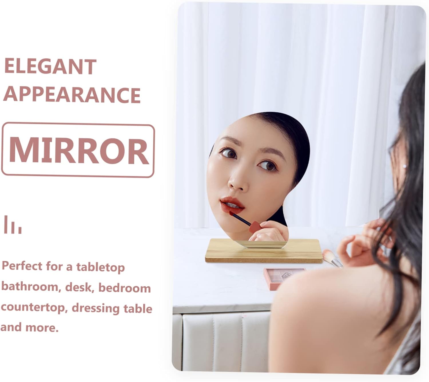 SOLUSTRE Irregular Wooden Stand Makeup Mirror