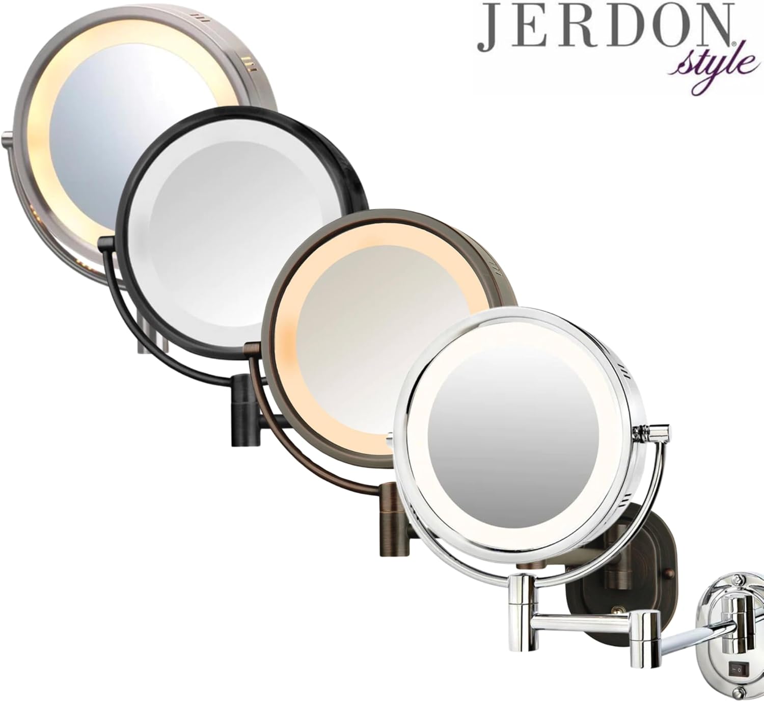 JERDON Lighted Makeup Mirror with 5X Magnification