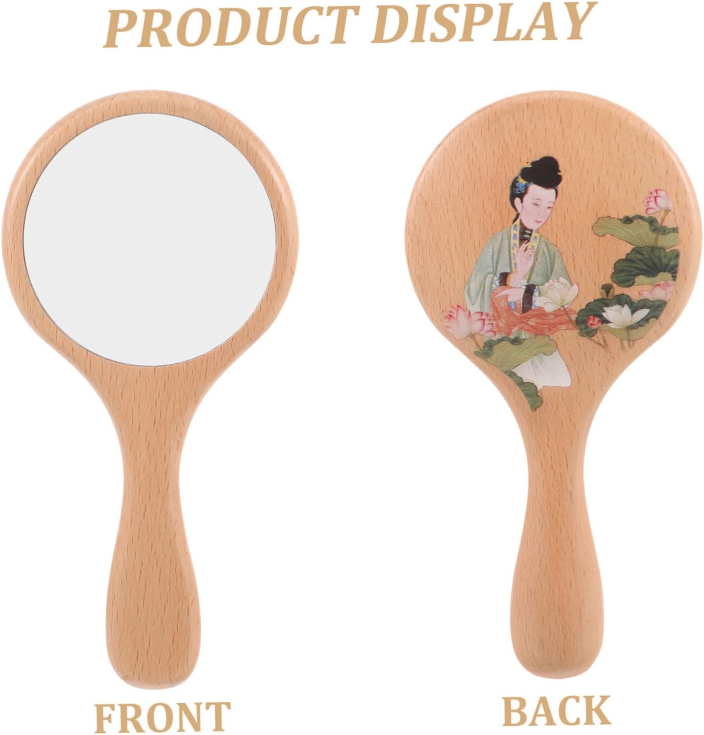Portable Wooden Makeup Mirror with Retro Design 1