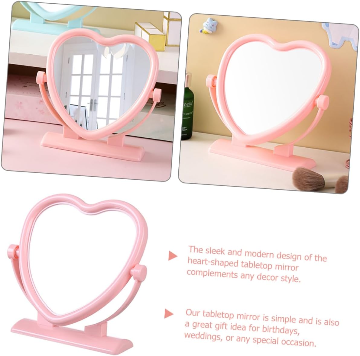 VALICLUD Heart Shaped Double Sided Makeup Mirror Portable