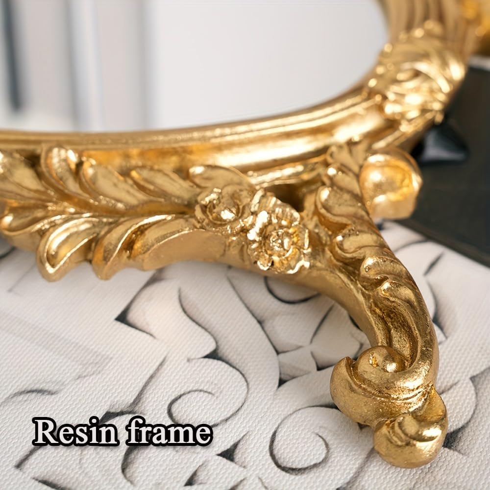 LTSRLL Antique Gold Resin Frame Makeup Mirror