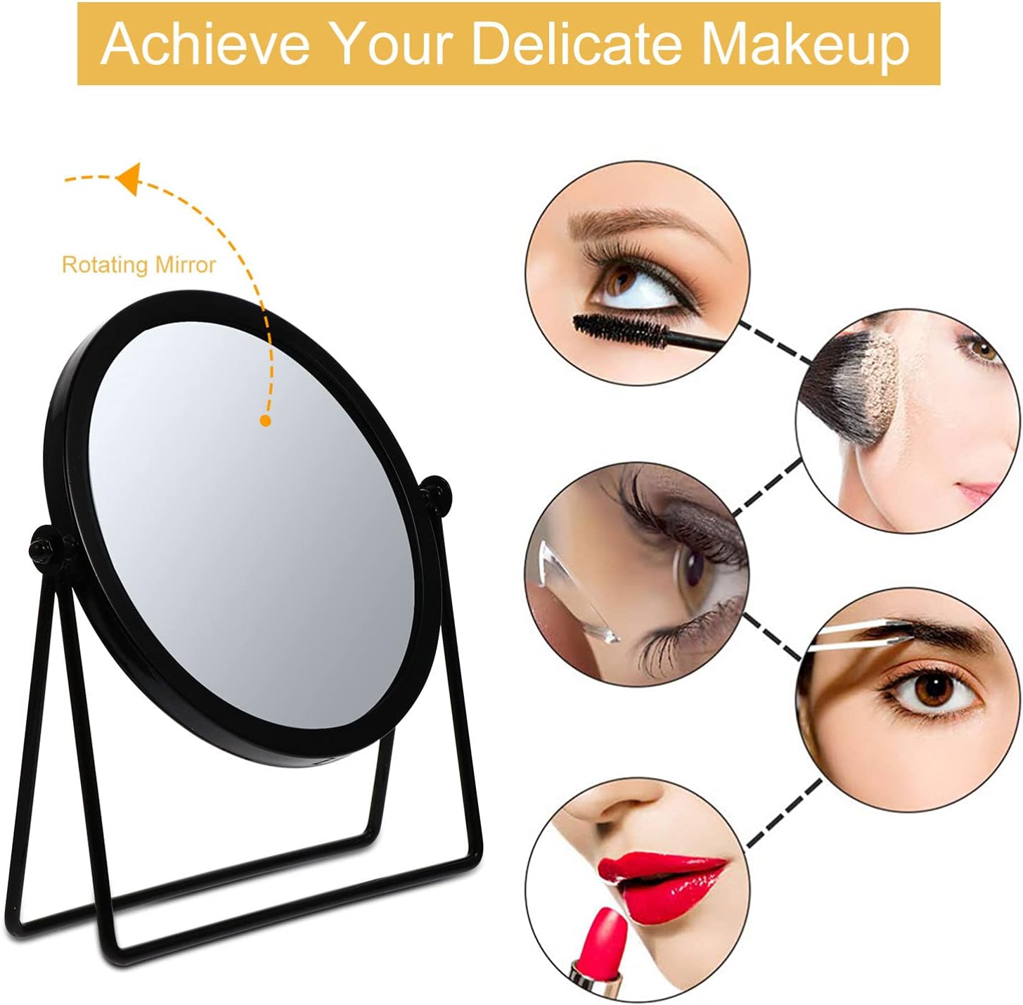FOMIYES Rotating Vanity Mirror Large Desktop Makeup Stand