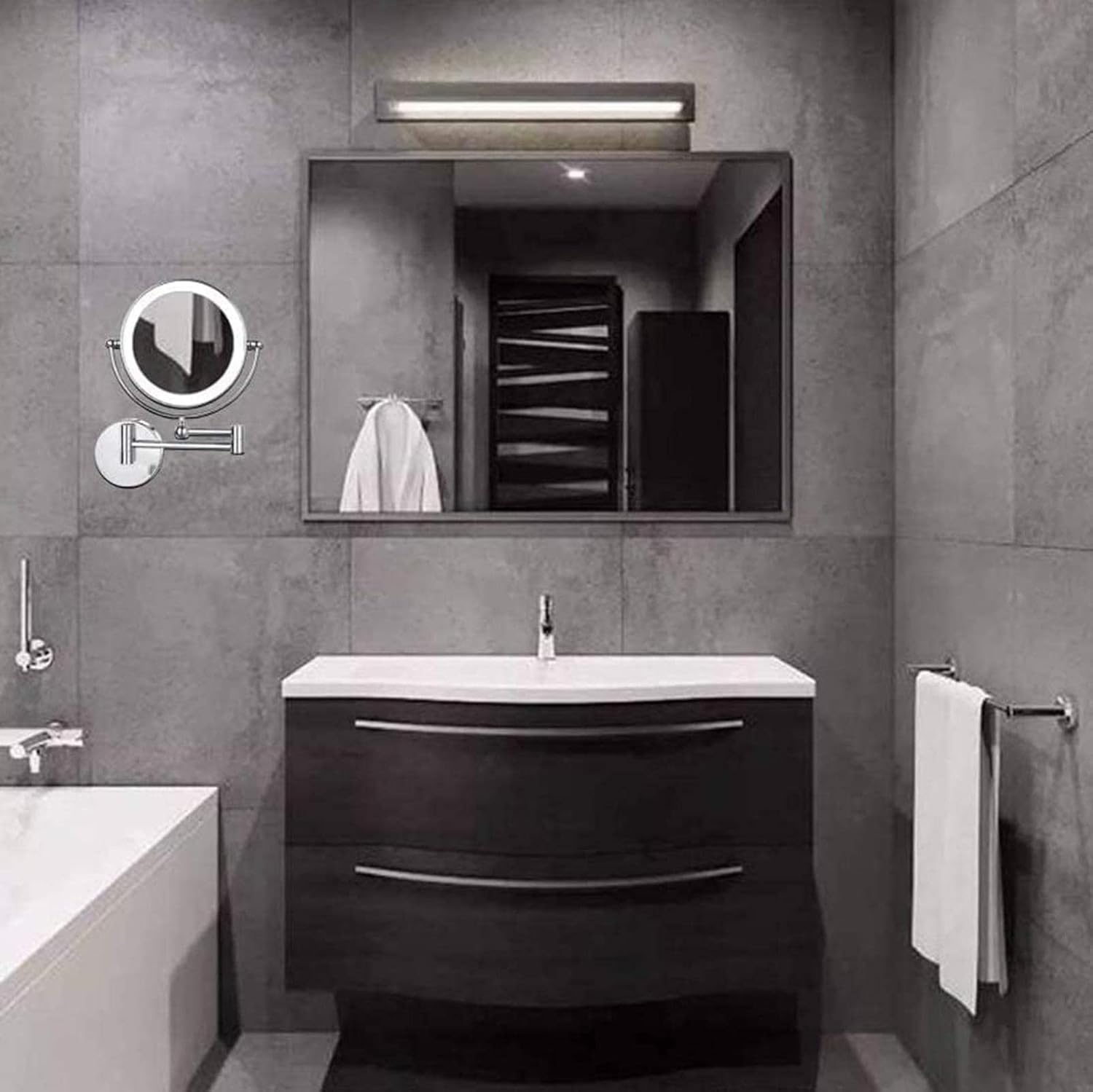 Wall Mount Makeup Mirror with 10X Magnification and LED Lights