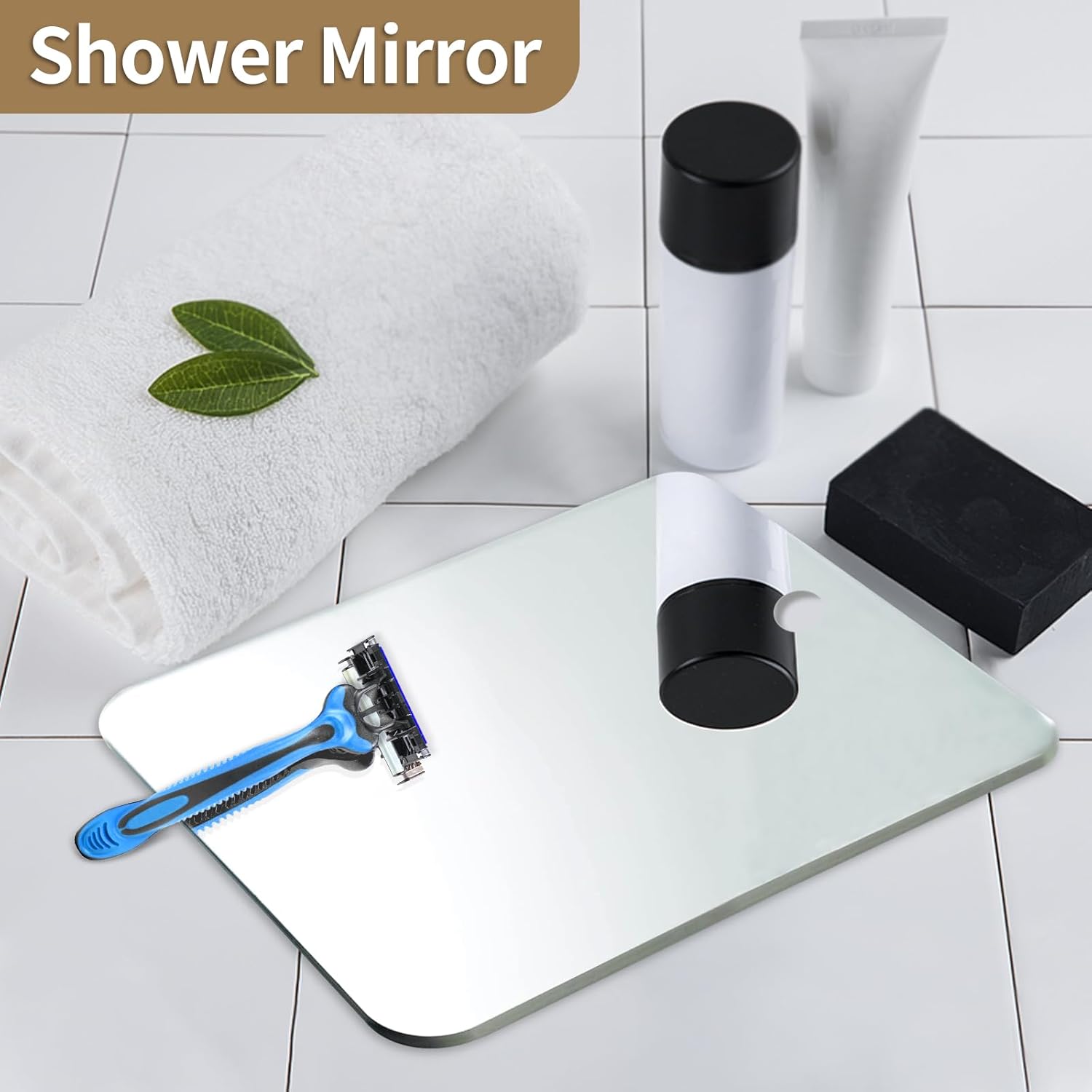 JKNEIWA 11x8 Inch Frameless Shower Mirror for Shaving and Makeup