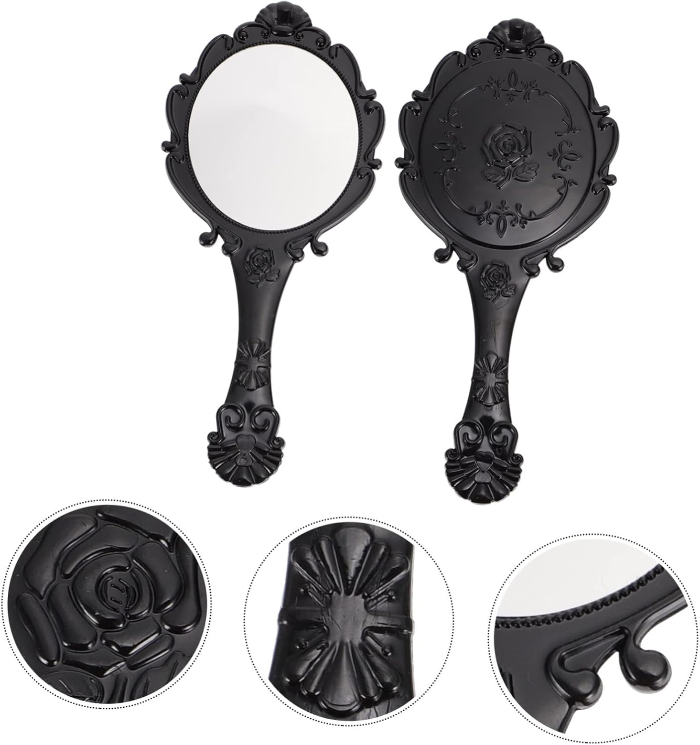 FRCOLOR 2pcs Portable Makeup Mirror Retro Style