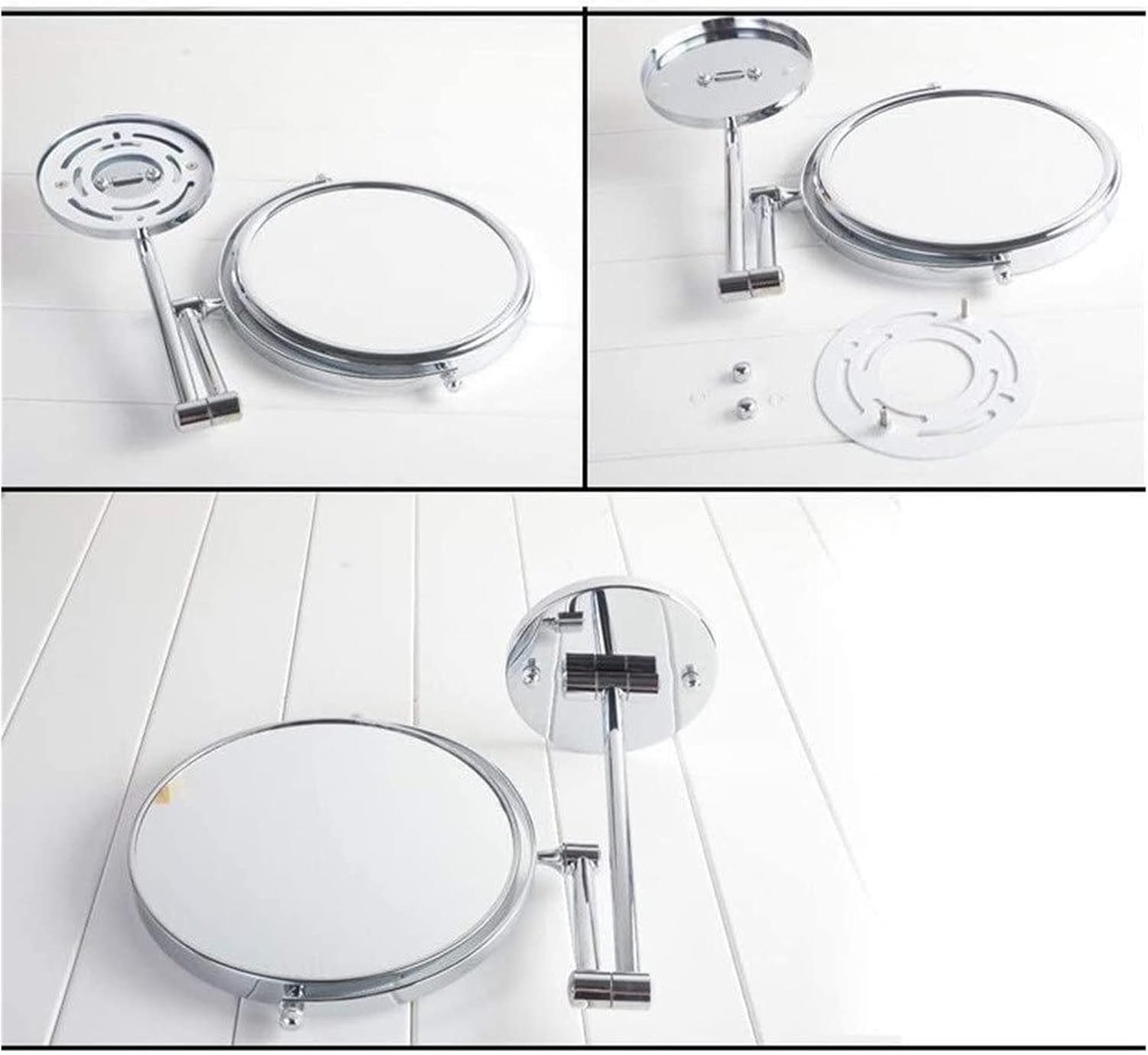 Wall-Mounted 8-Inch Double-Sided 5X Magnifying Vanity Mirror
