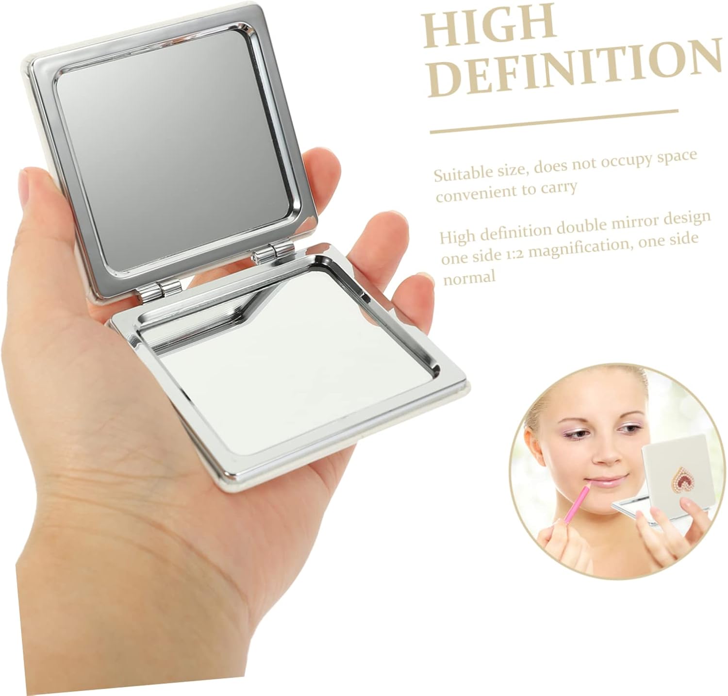 Portable Makeup Mirror Clamshell Compact for Travel and Daily Use