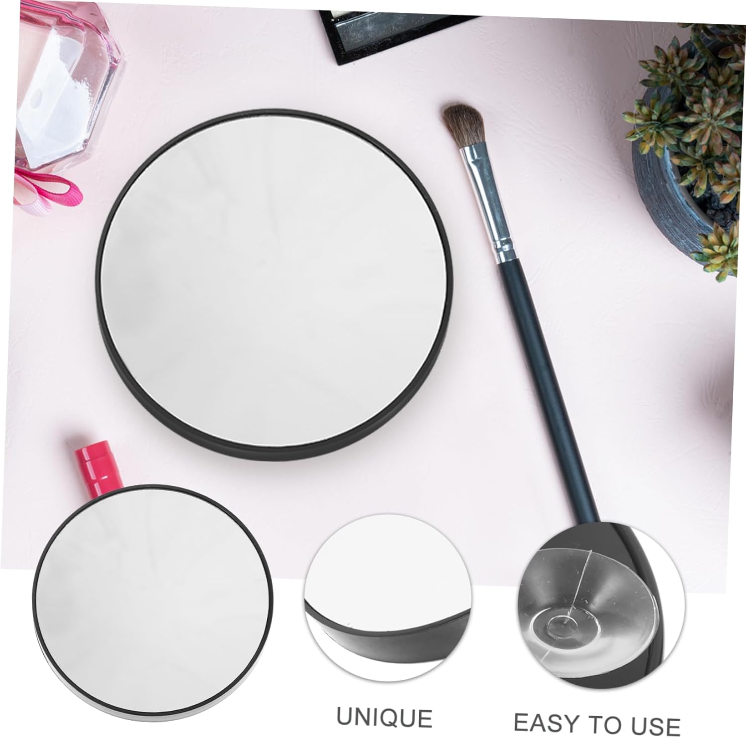 OUNONA 10x Magnifying Mirror with Suction Cups Black