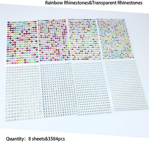 3584 Pcs Rainbow Rhinestones for Makeup Eyes Face Gems