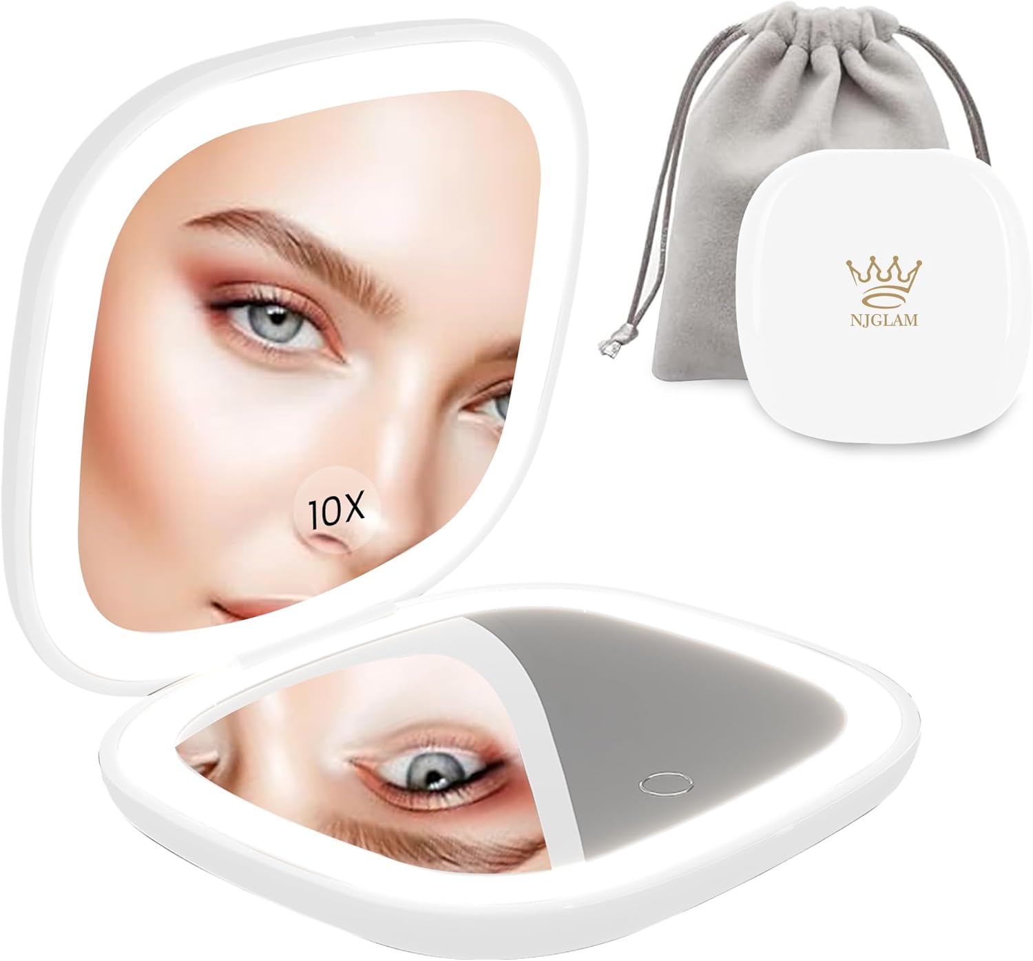 NJ GLAM LED Compact Makeup Mirror with 1X 10X Magnification 1