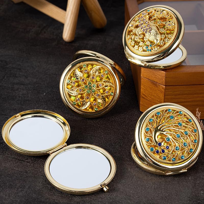 BYVUTE Vintage Foldable Metal Makeup Mirror