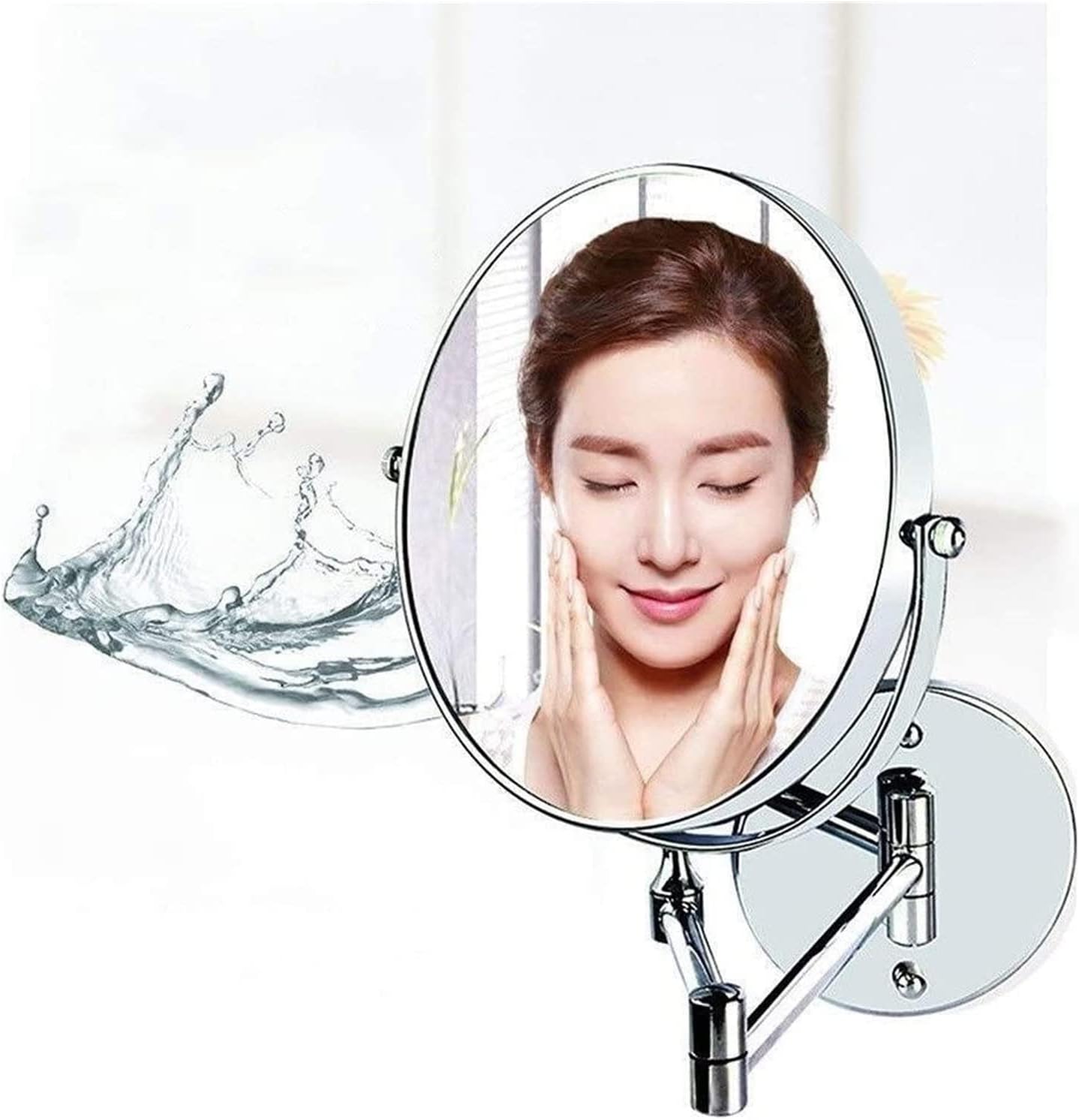 Wall-Mounted 8-Inch Double-Sided 5X Magnifying Vanity Mirror