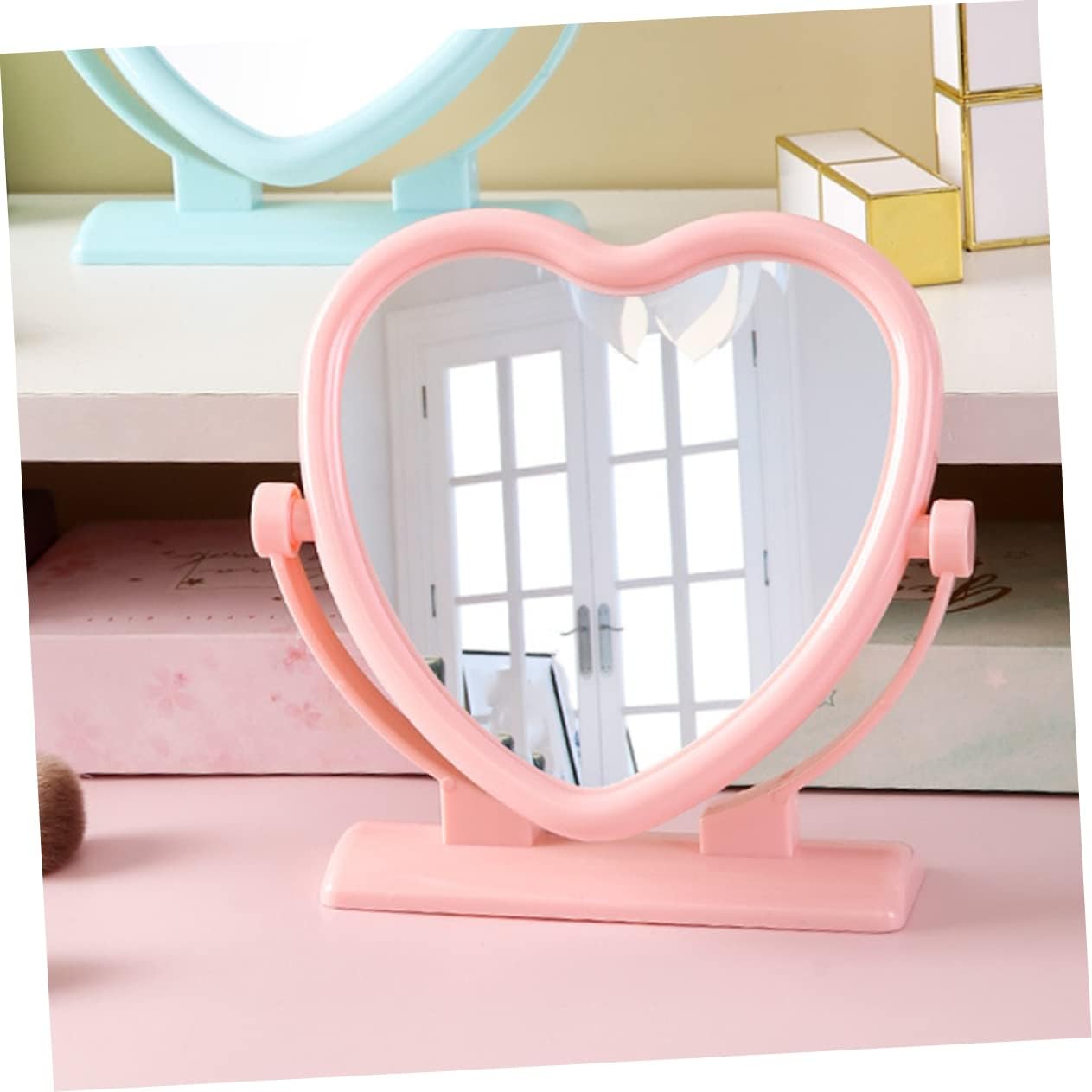 BESTYASH Heart Shaped Double Sided Makeup Mirror with Sturdy Base
