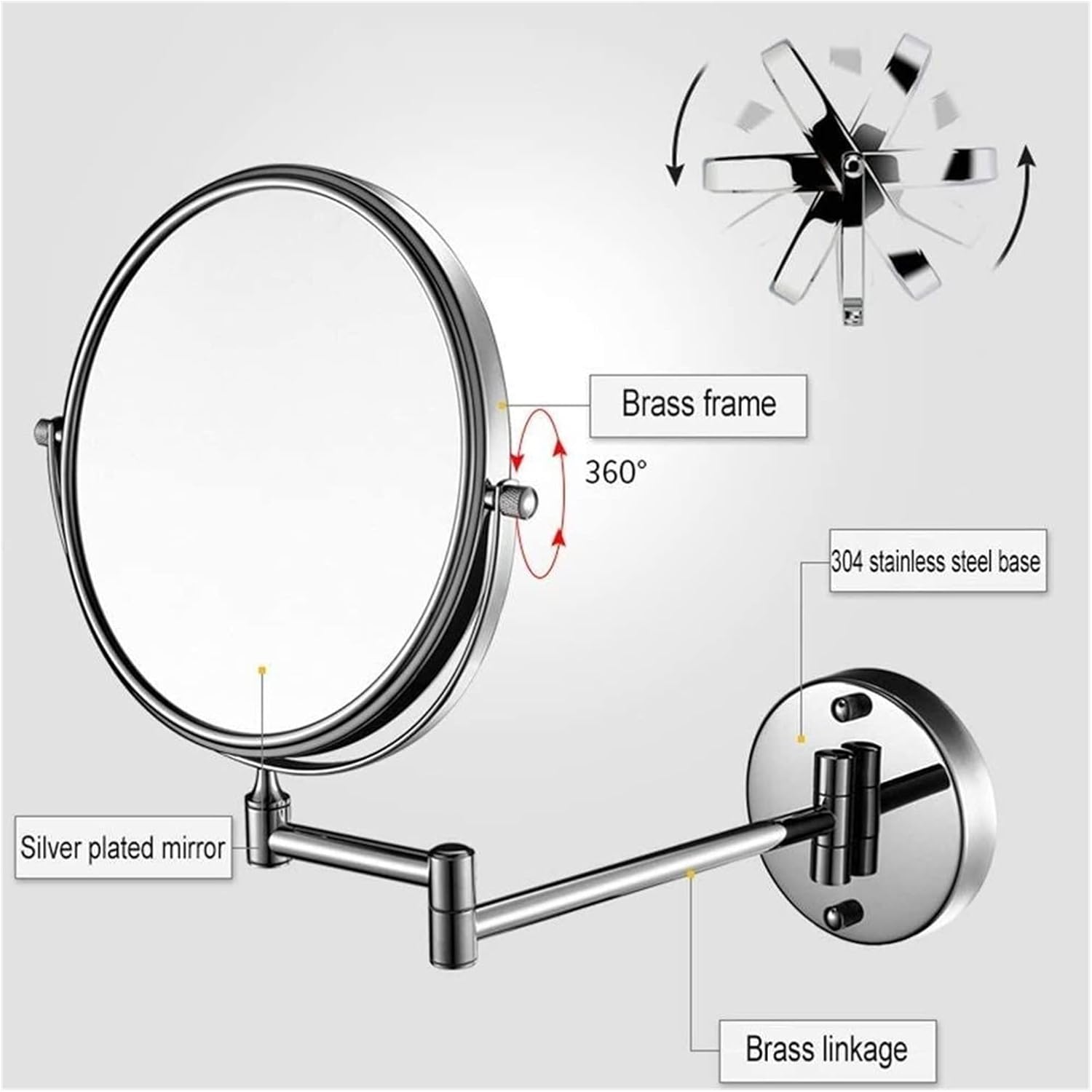 FUDGIO 8-inch 5x Magnifying Makeup Mirror