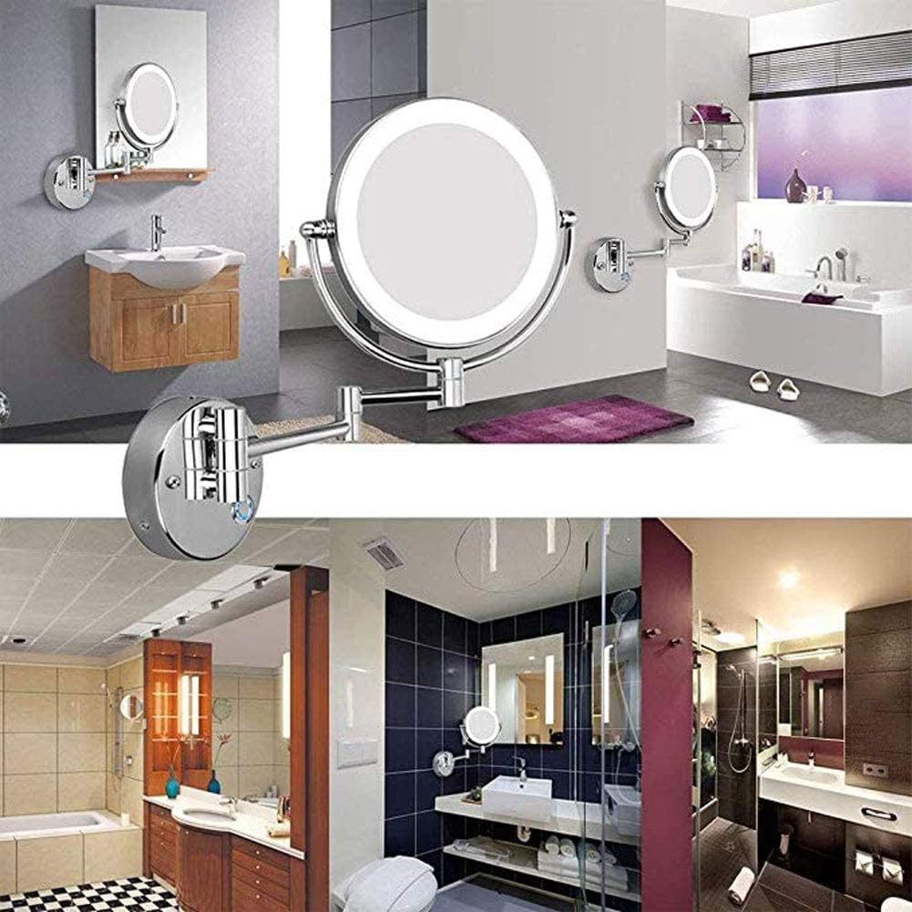 DEIHGE LED Wall Mount Makeup Mirror 5X Magnification Double Sided