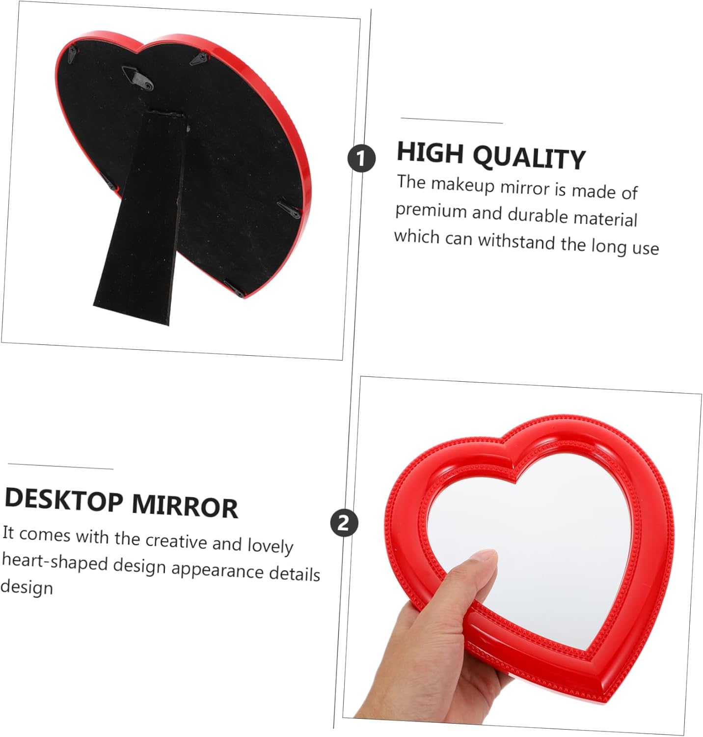 Heart Shaped Desktop Makeup Mirror Wall Vanity Mirror for Women