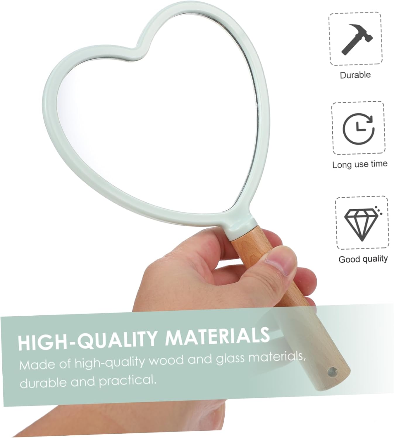 Heart Shape Handheld Makeup Mirror for Home Travel 1