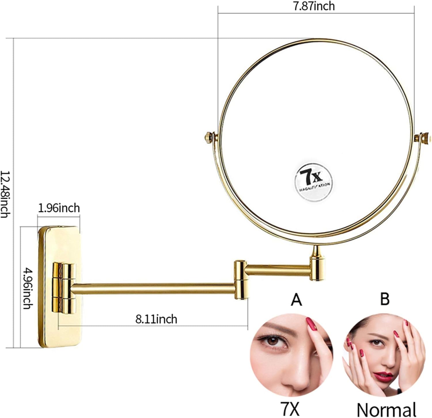 NOVOCE 8 inch Double Sided Makeup Mirror with 7X Magnification