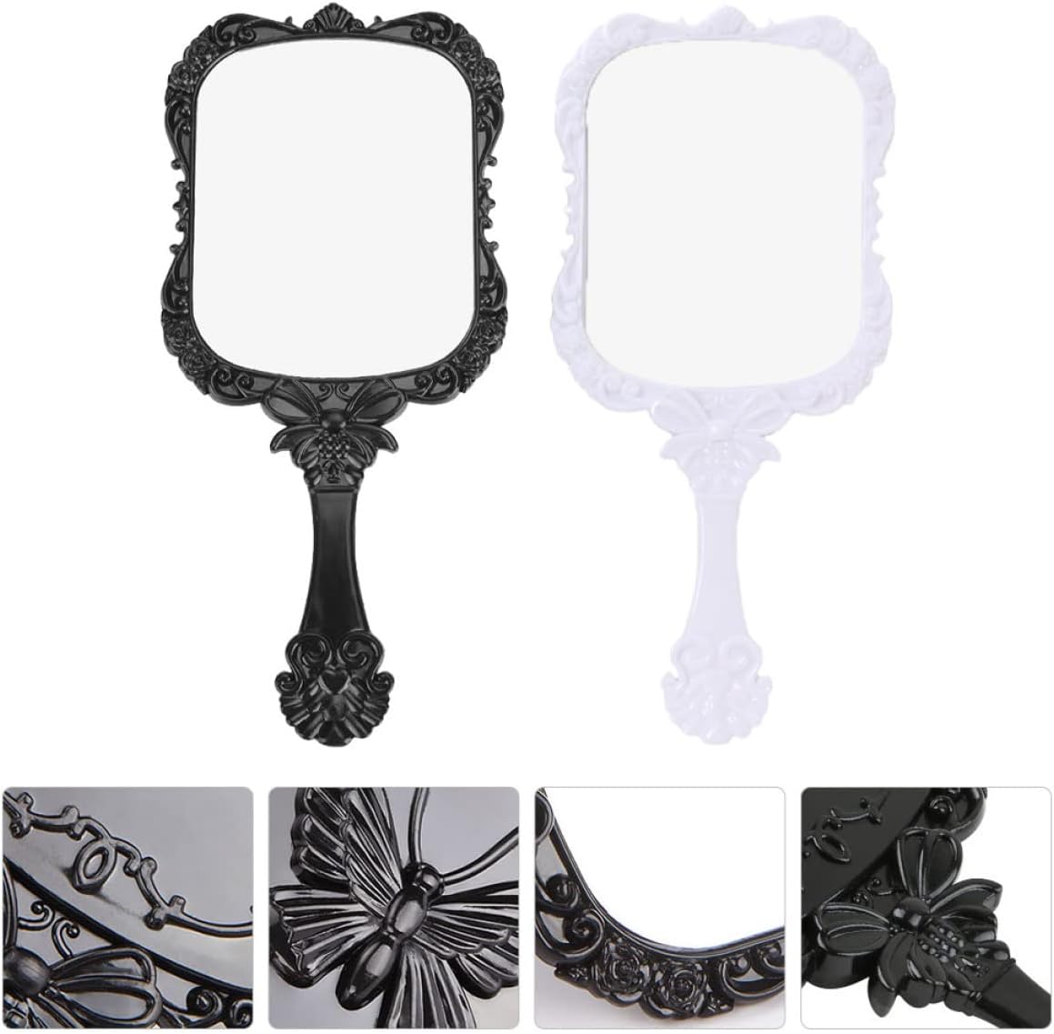 VINTORKY 2Pcs Handle Beauty Mirror Portable Travel