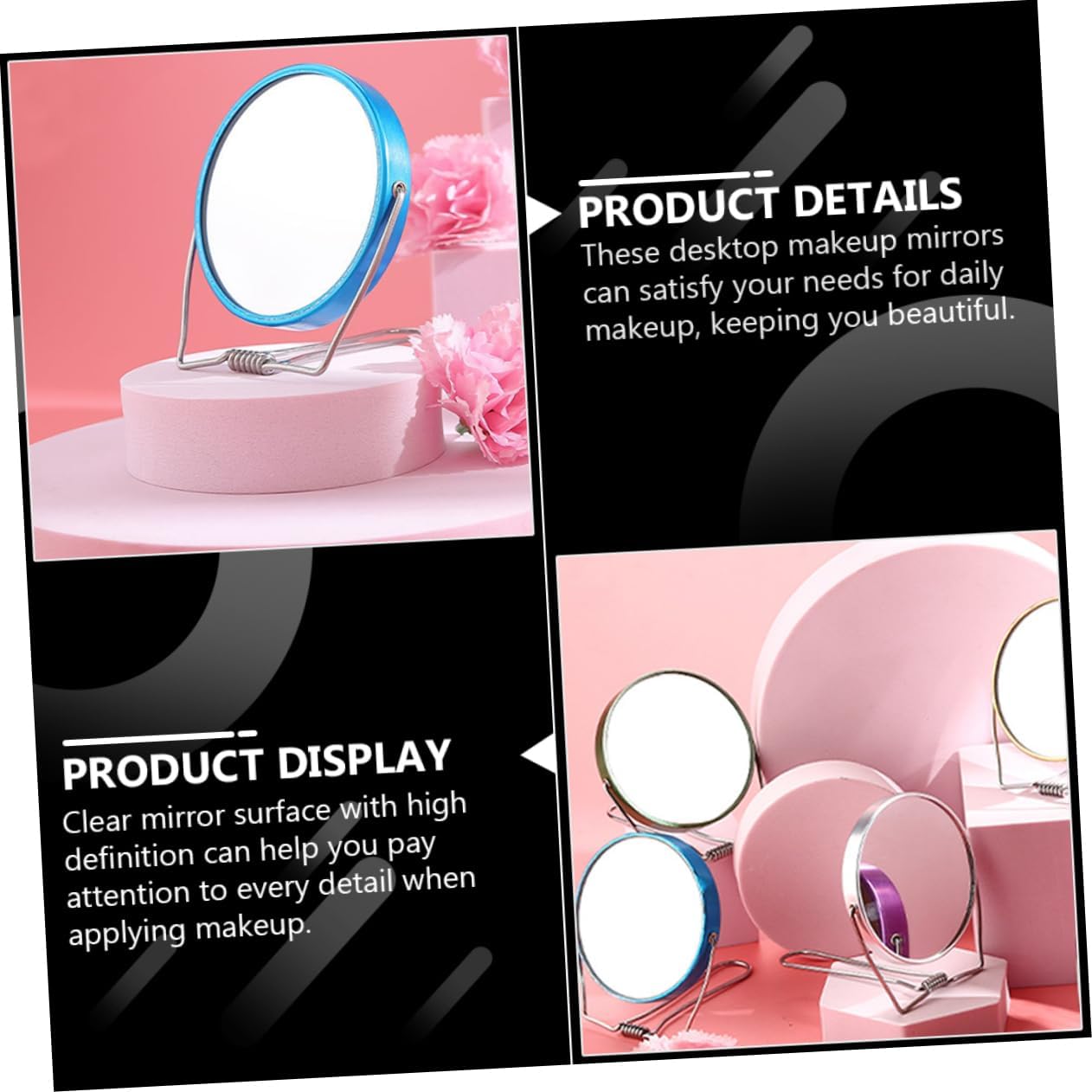 Round Double-Sided Foldable Makeup Mirror