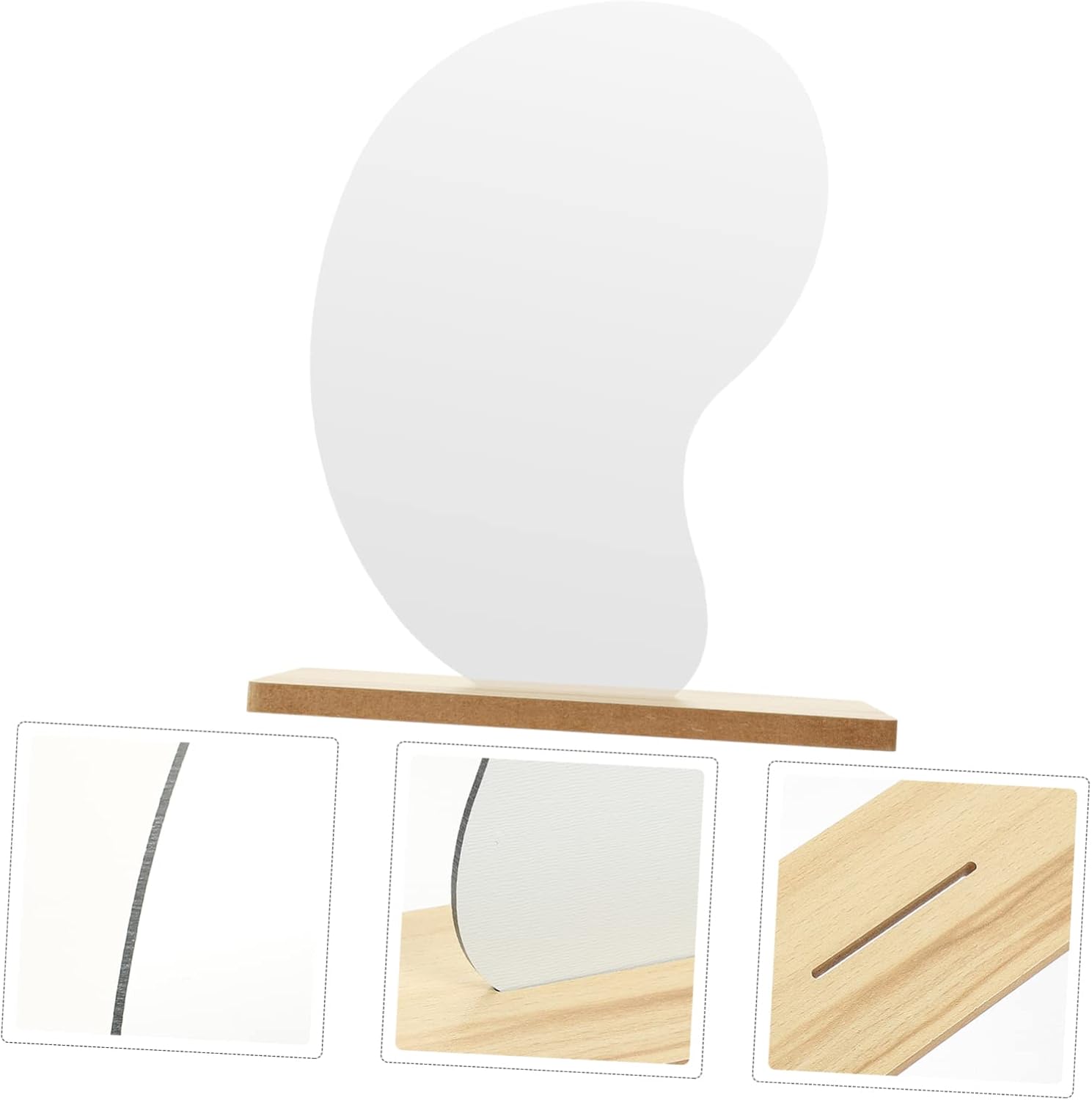 Luxshiny Stylish Desktop Vanity Mirror with Wooden Stand Frameless Design