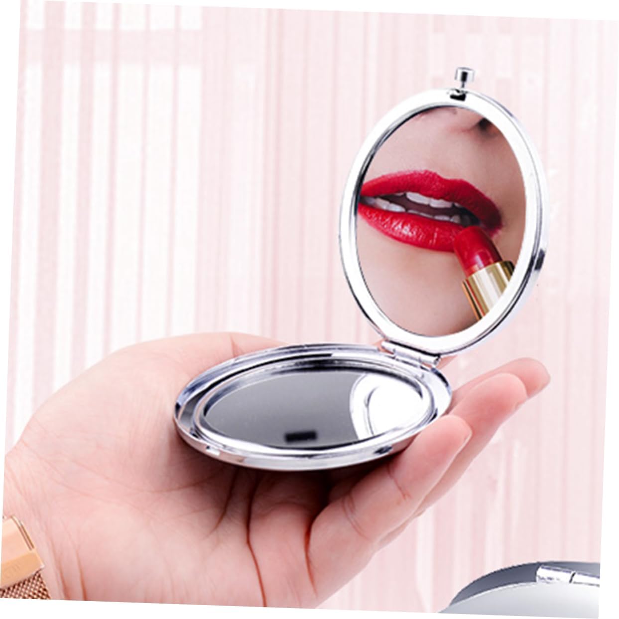 HONMEET Black Double-Sided Compact Folding Mirror for Travel
