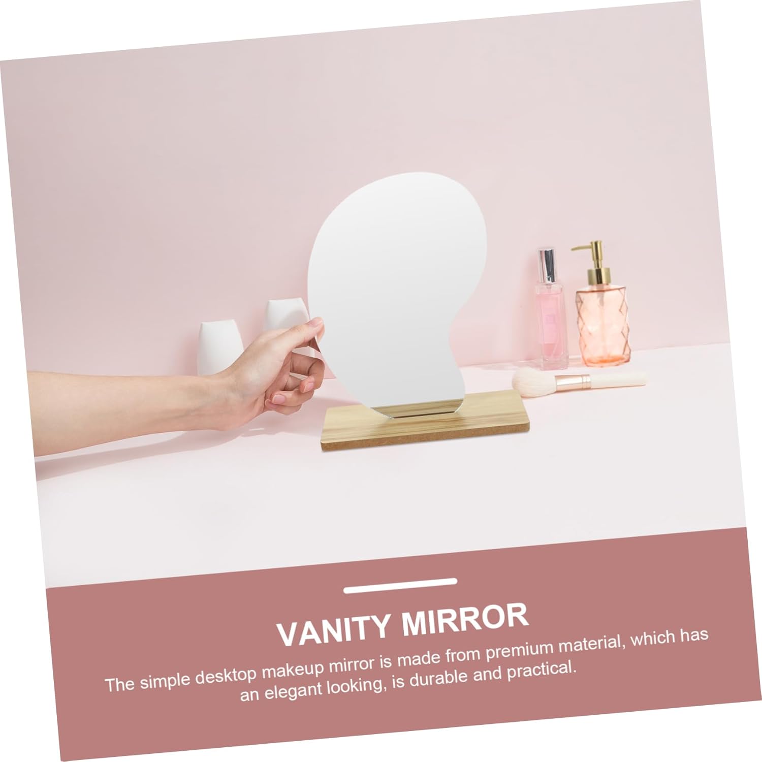 LIFKOME Aesthetic Movable Makeup Mirror with Wooden Stand 1