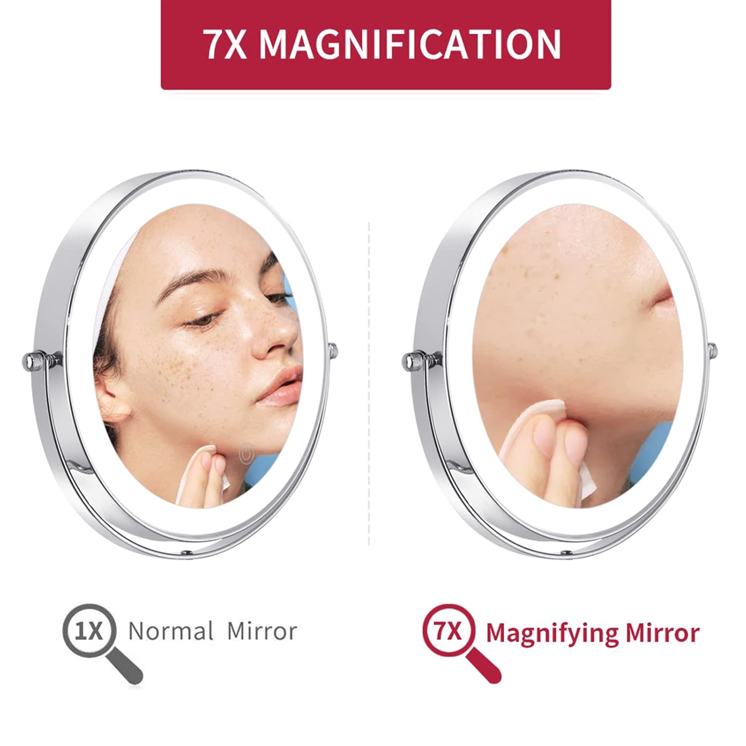 Nicesail 8-Inch LED Wall Makeup Mirror with 7X Magnification