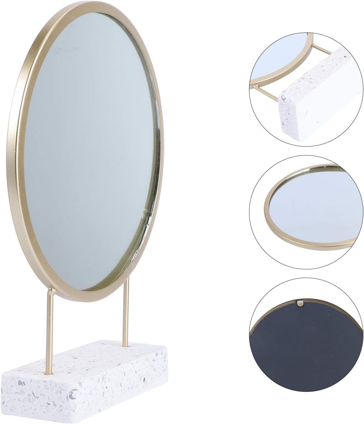 EXCEART Round Mirror with Stand for Bathroom Vanity