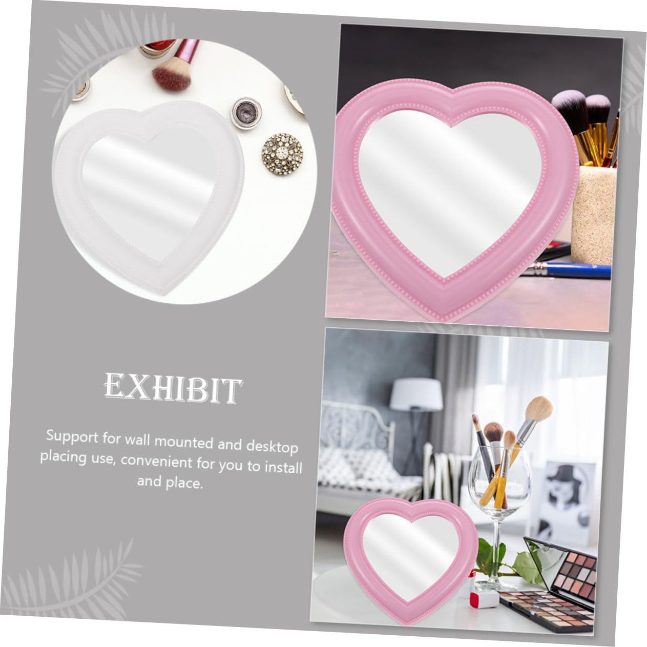 Heart Design Wall Mirror Set for Home Use