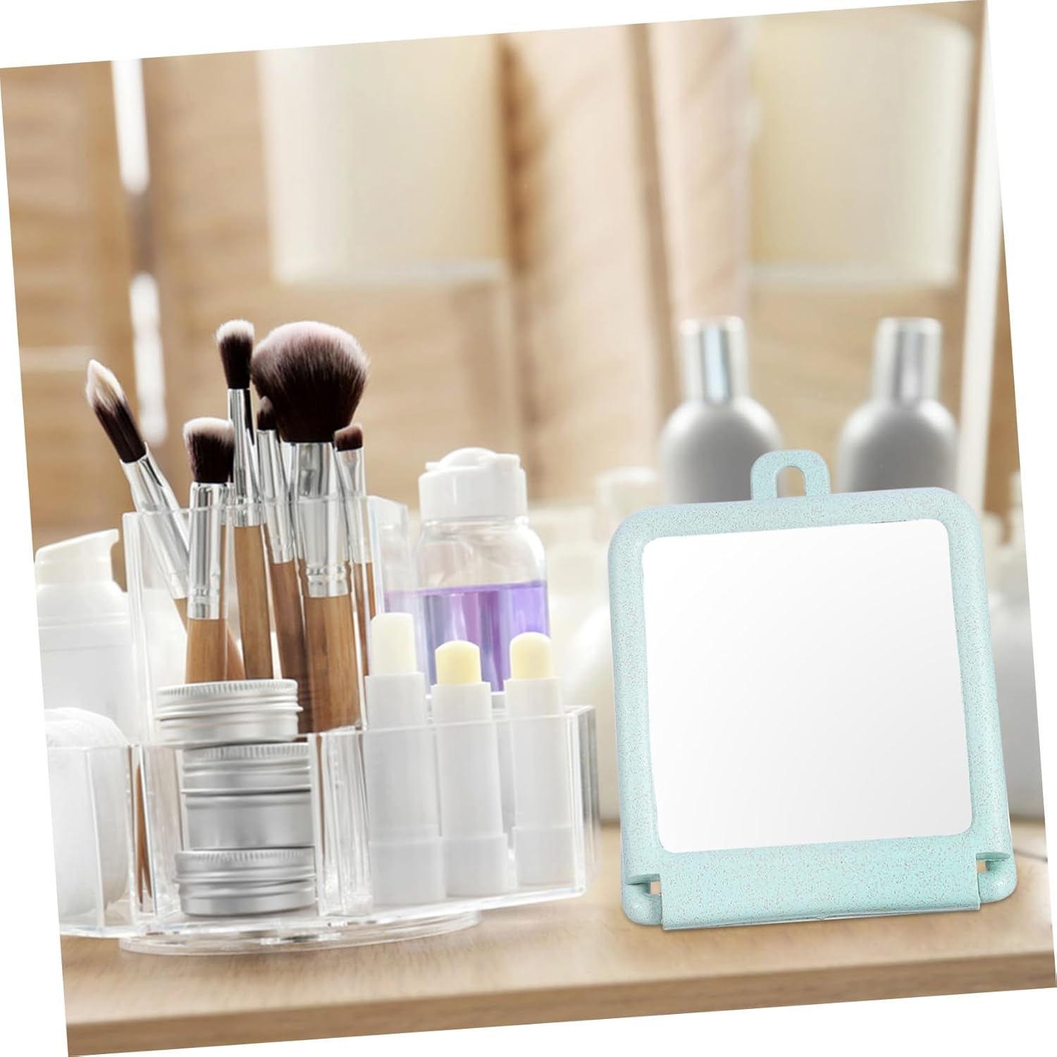 Wall Mounted Makeup Mirror with Stand for Beauty Routine