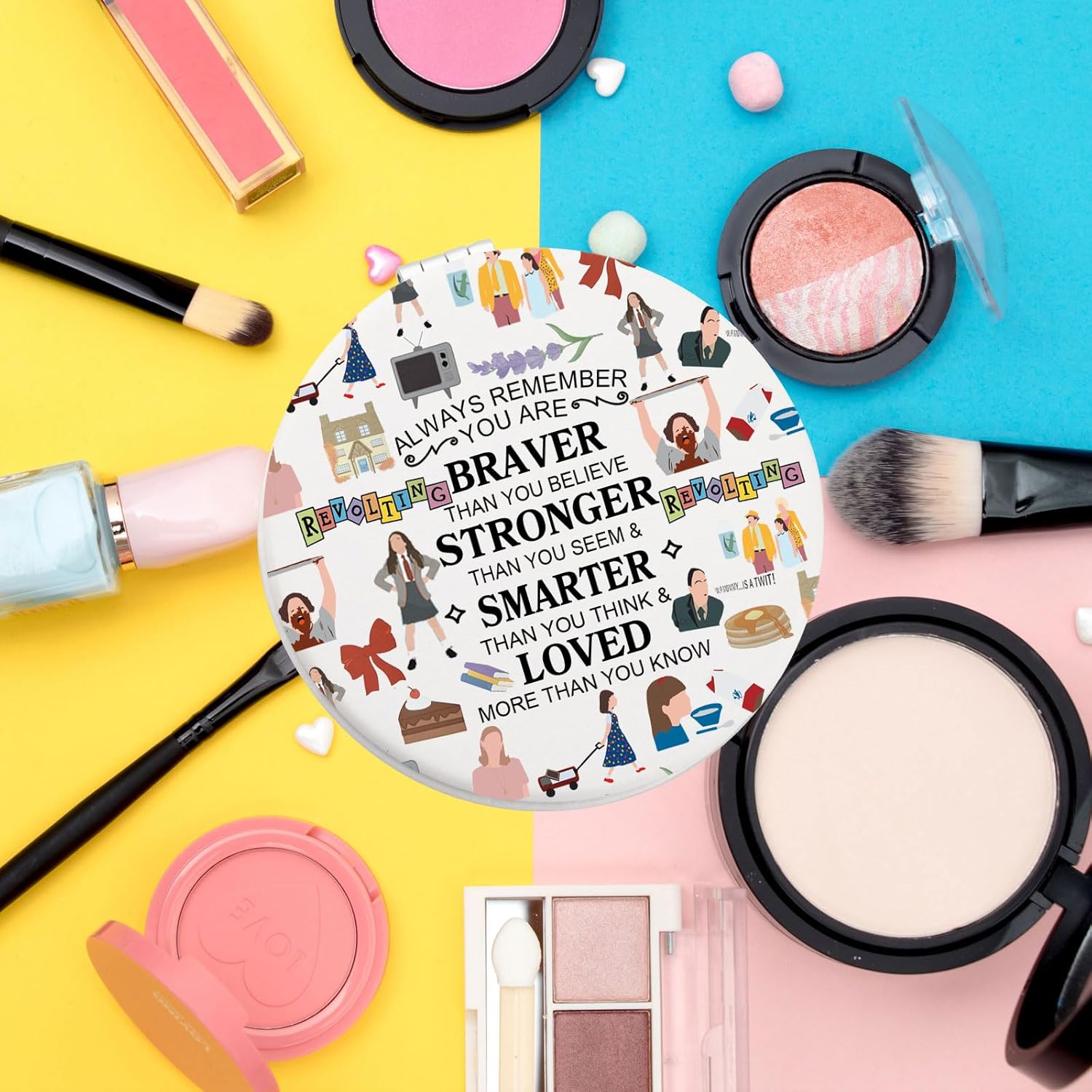 WSNANG Musical Compact Makeup Mirror with Encouraging Message