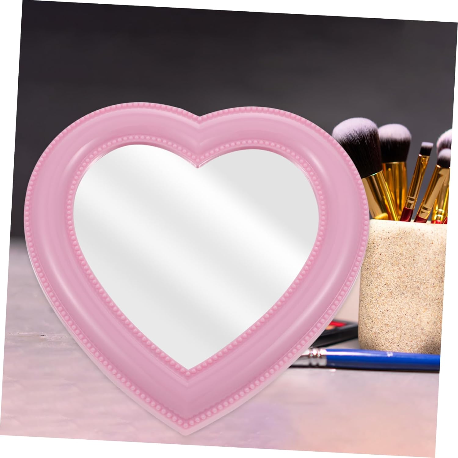 1pc Heart-Shaped Makeup Mirror Wall Mount Desktop Style