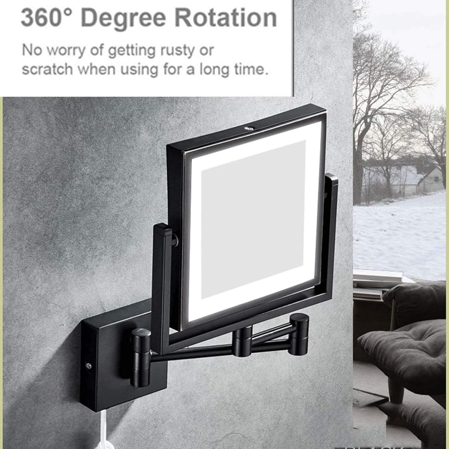 DEIHGE 8 Wall-Mounted Makeup Mirror with 3X Magnification