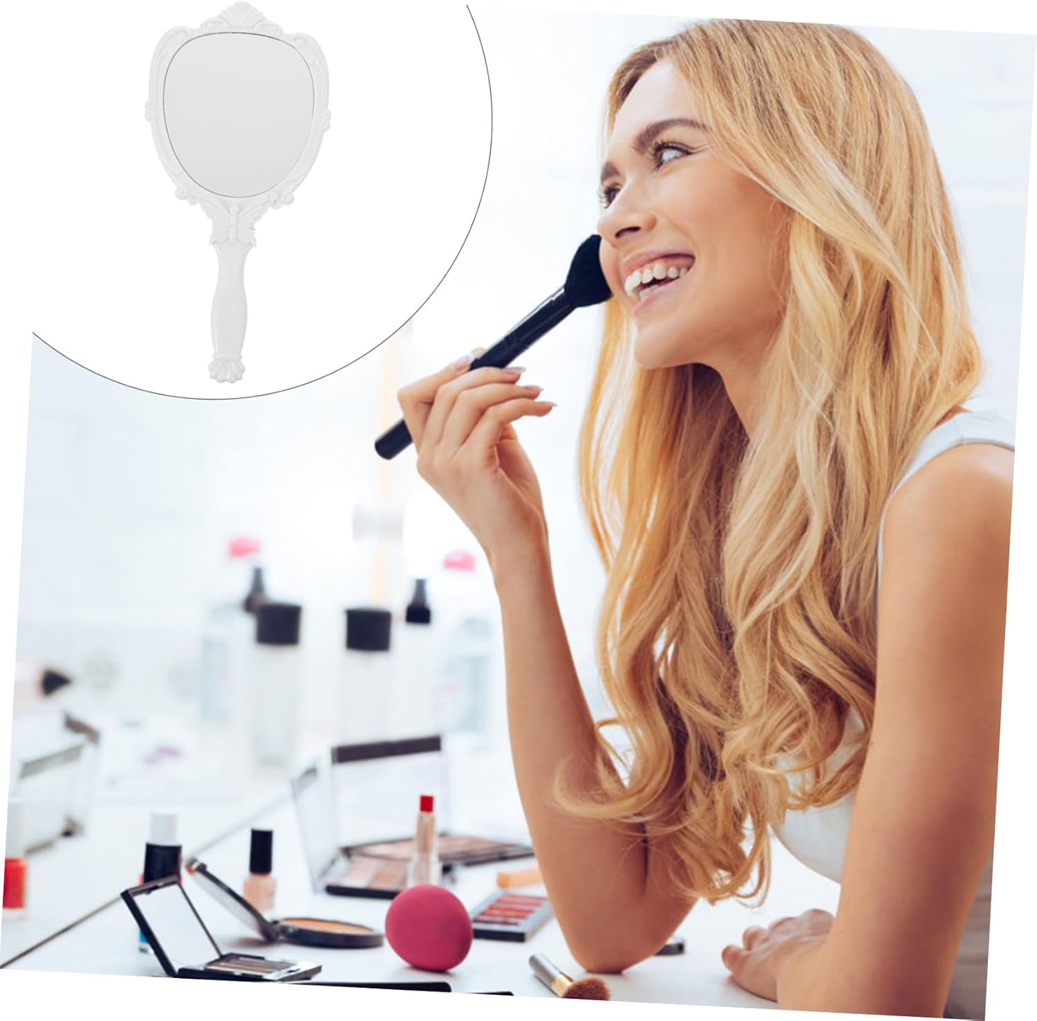 Healeved Small Mirror Makeup Retro Folding Wall-Mounted Vanity Mirror