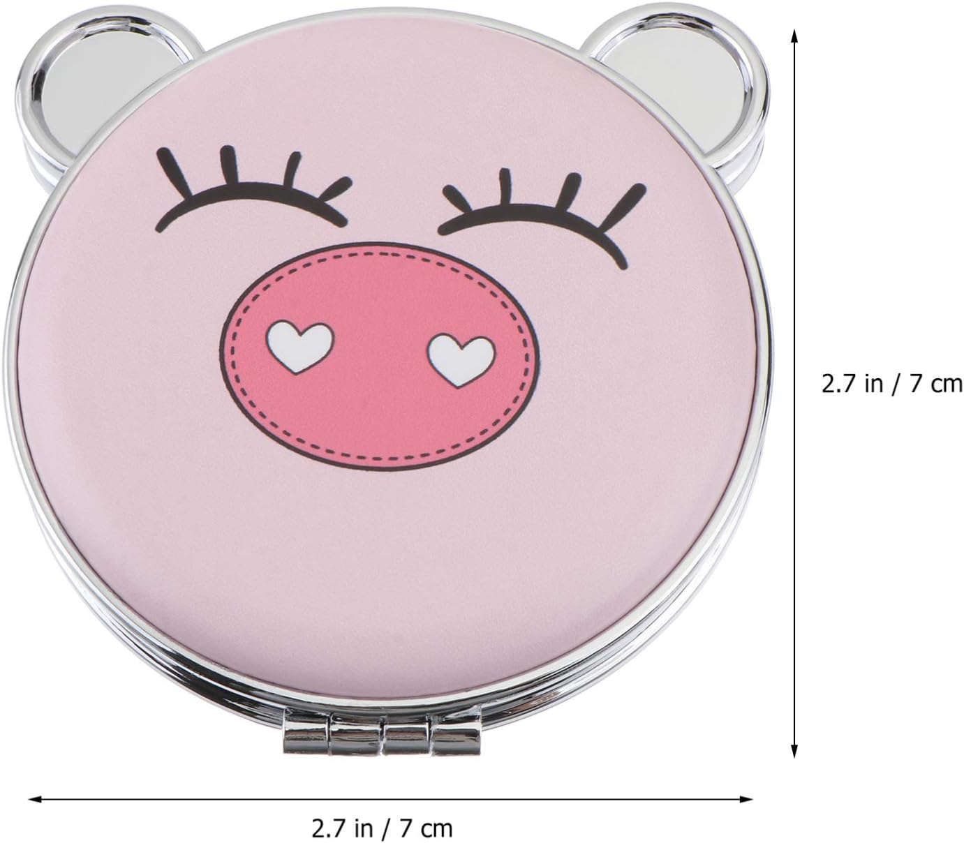 LIFKOME Foldable Double Sided Makeup Mirror with Cute Pig Design