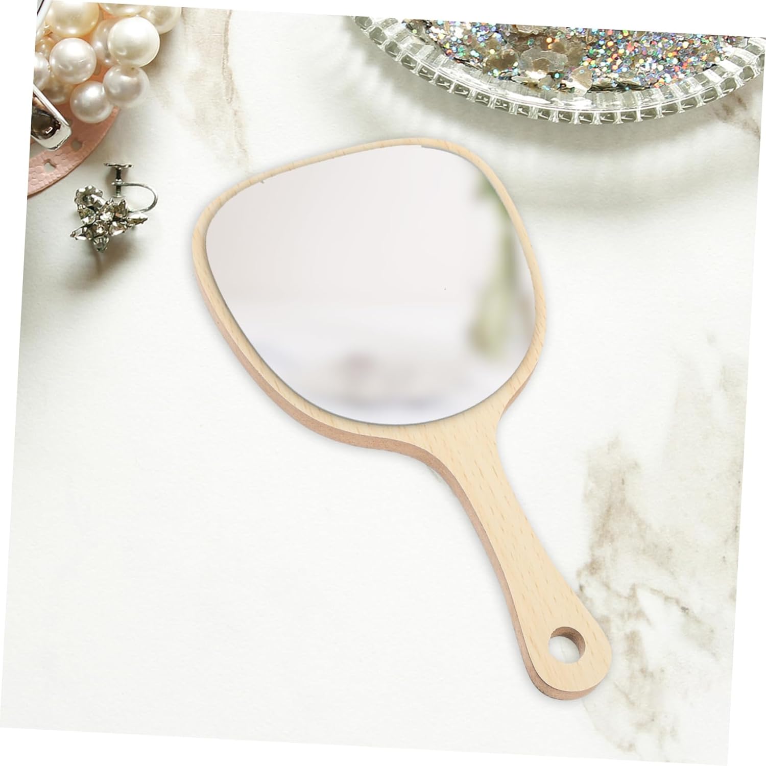 Portable Wooden Handle Mirror for Travel and Home Use 1
