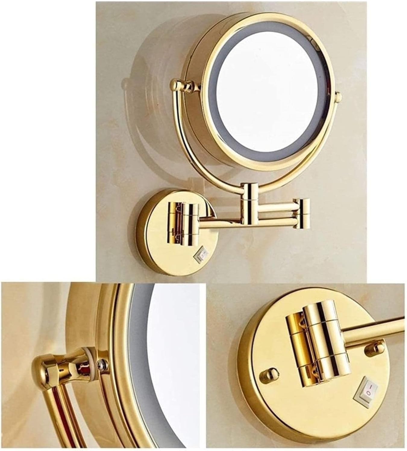 GALSOR Makeup Mirror 360 Rotation Dual-Sided Gold