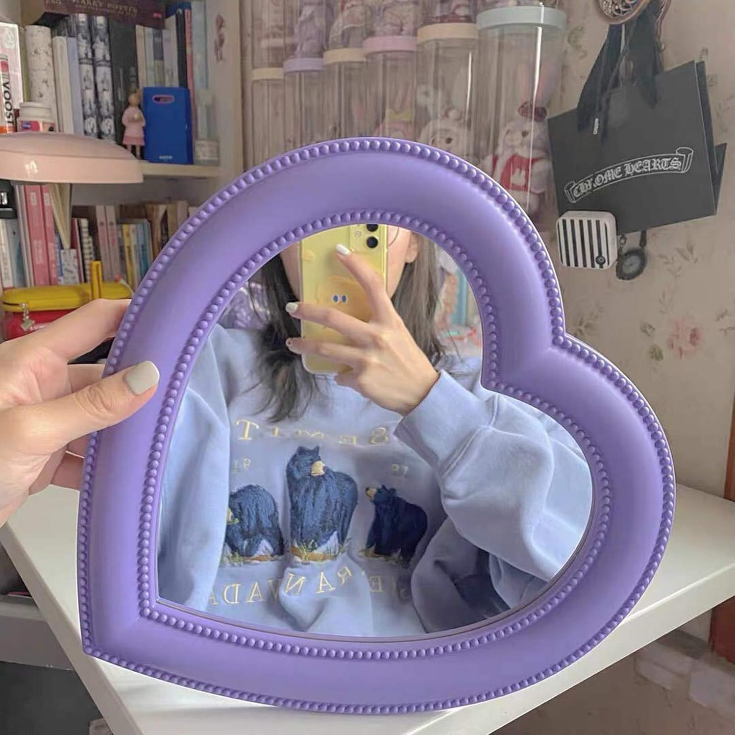 BinaryABC Heart Cosmetic Mirror Purple 1