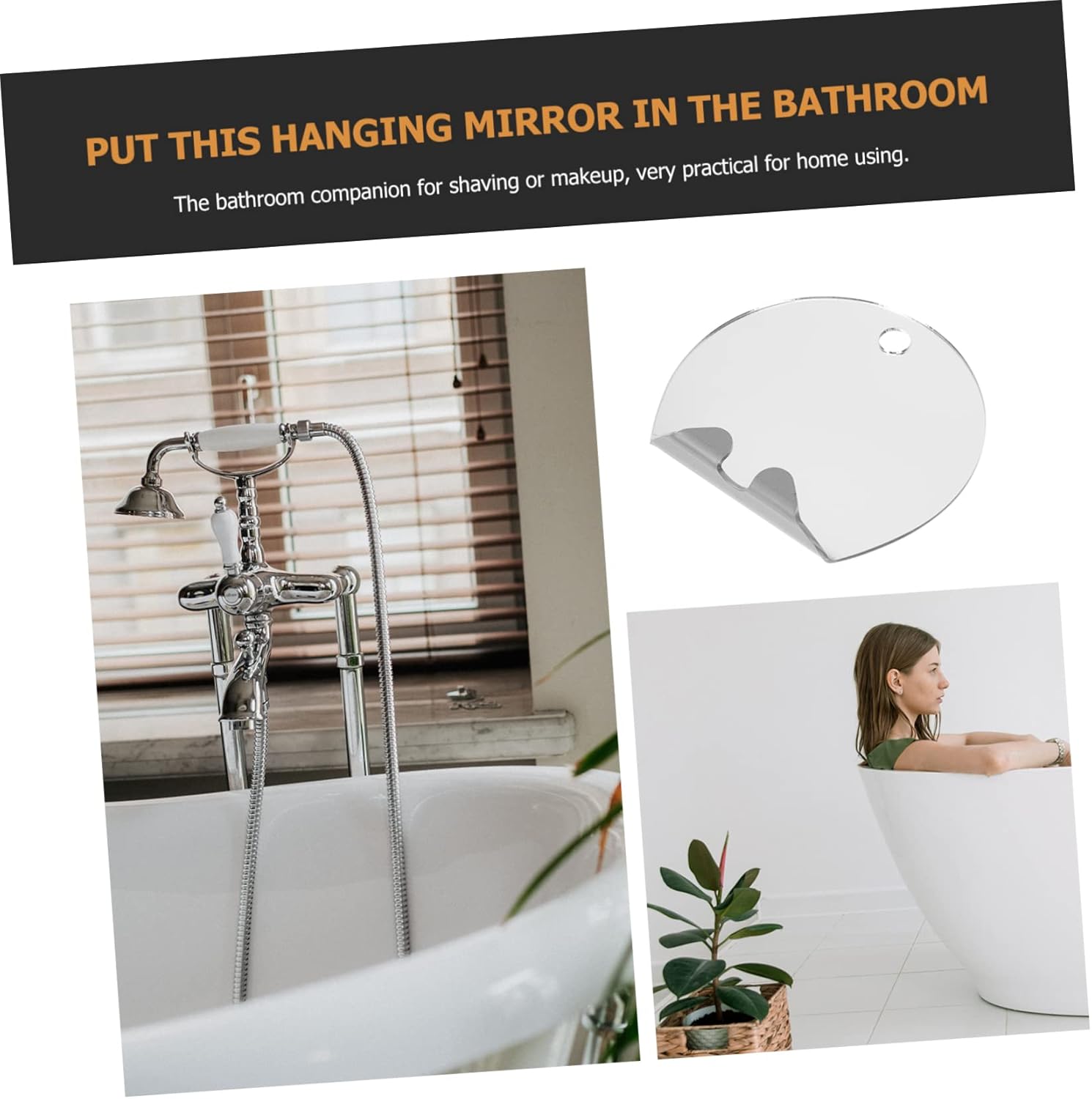 Ipetboom 1Set Shatterproof Fog Less Bathroom Mirror