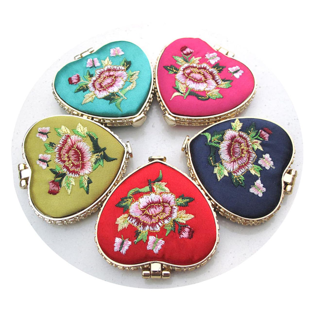 Beavorty Compact Portable Mini Makeup Mirror Double-Sided Heart Design