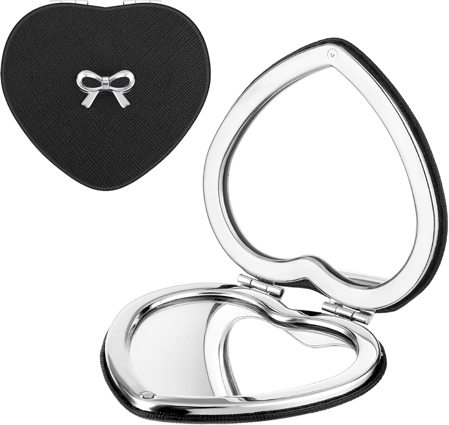 Compact Heart-Shaped Double-Sided Magnifying Mirror for Women