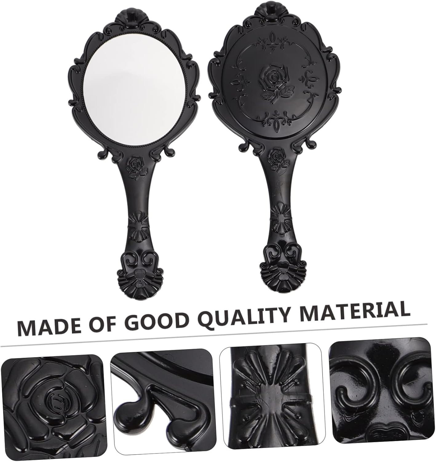 2pcs Retro Gold Frame Makeup Mirror Portable