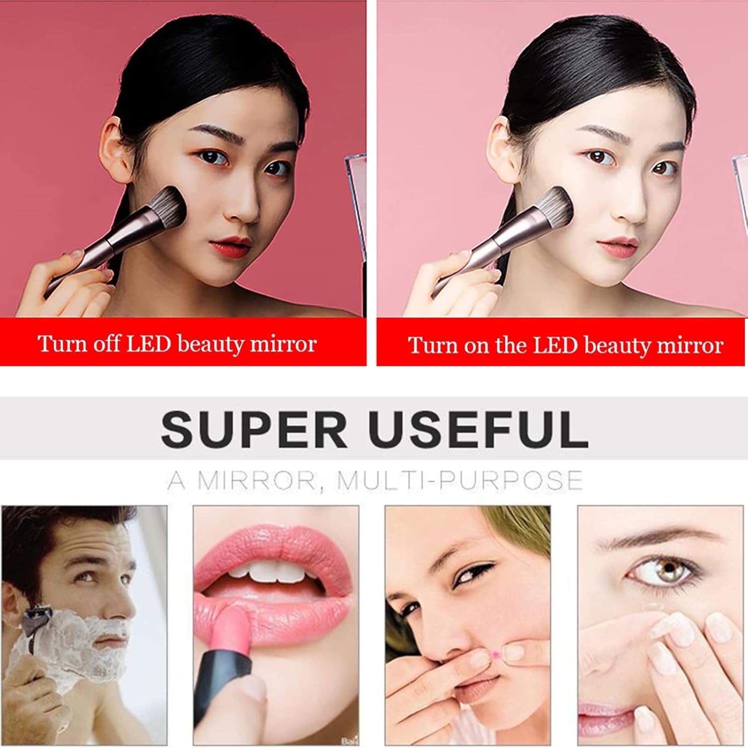NOVOCE Smart Sensor Makeup Mirror with Lights 10X Magnification