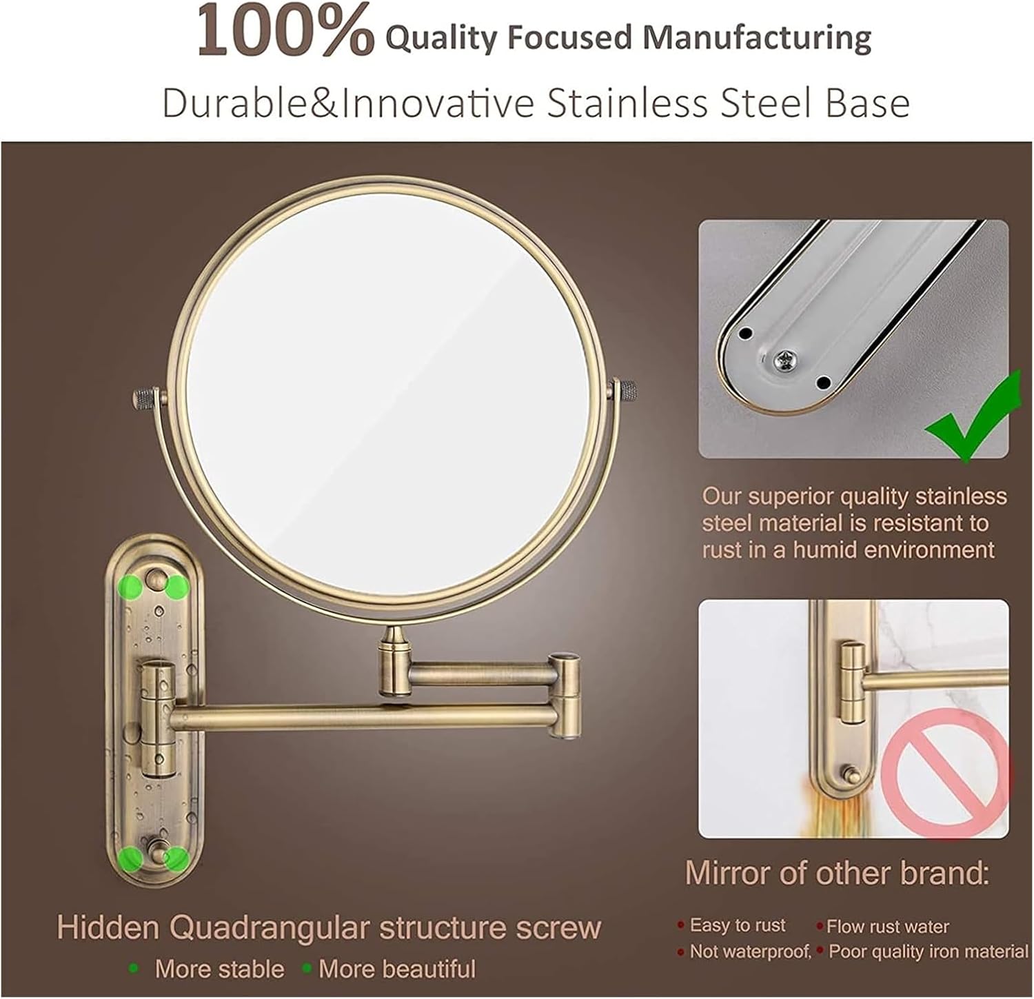 Wall Mounted Lighted Makeup Mirror with 10X Magnification