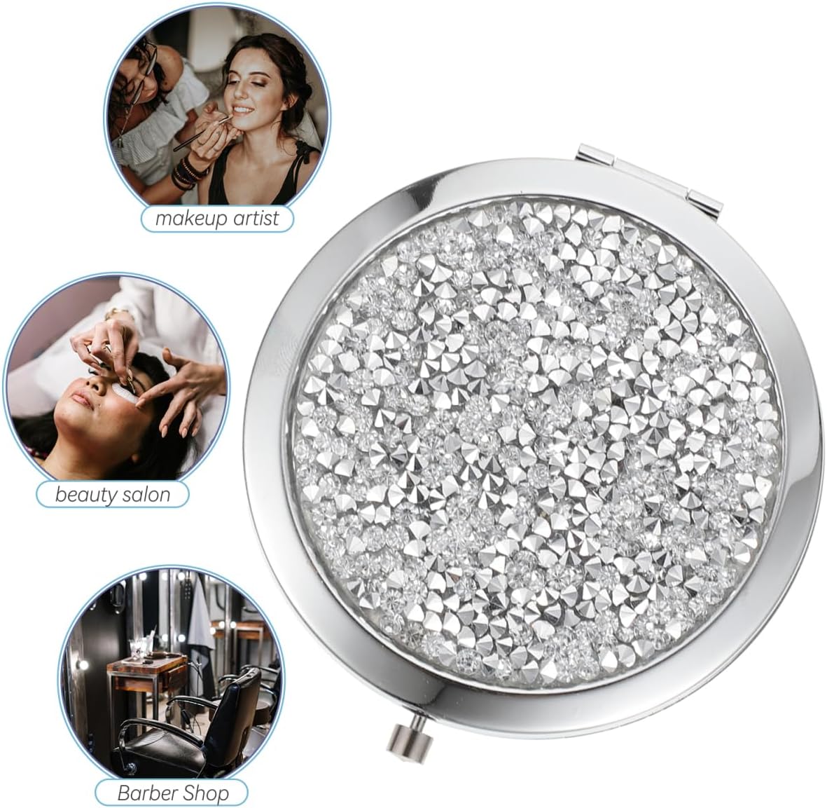 LALAFINA Rhinestone Compact Mirror Double-Sided
