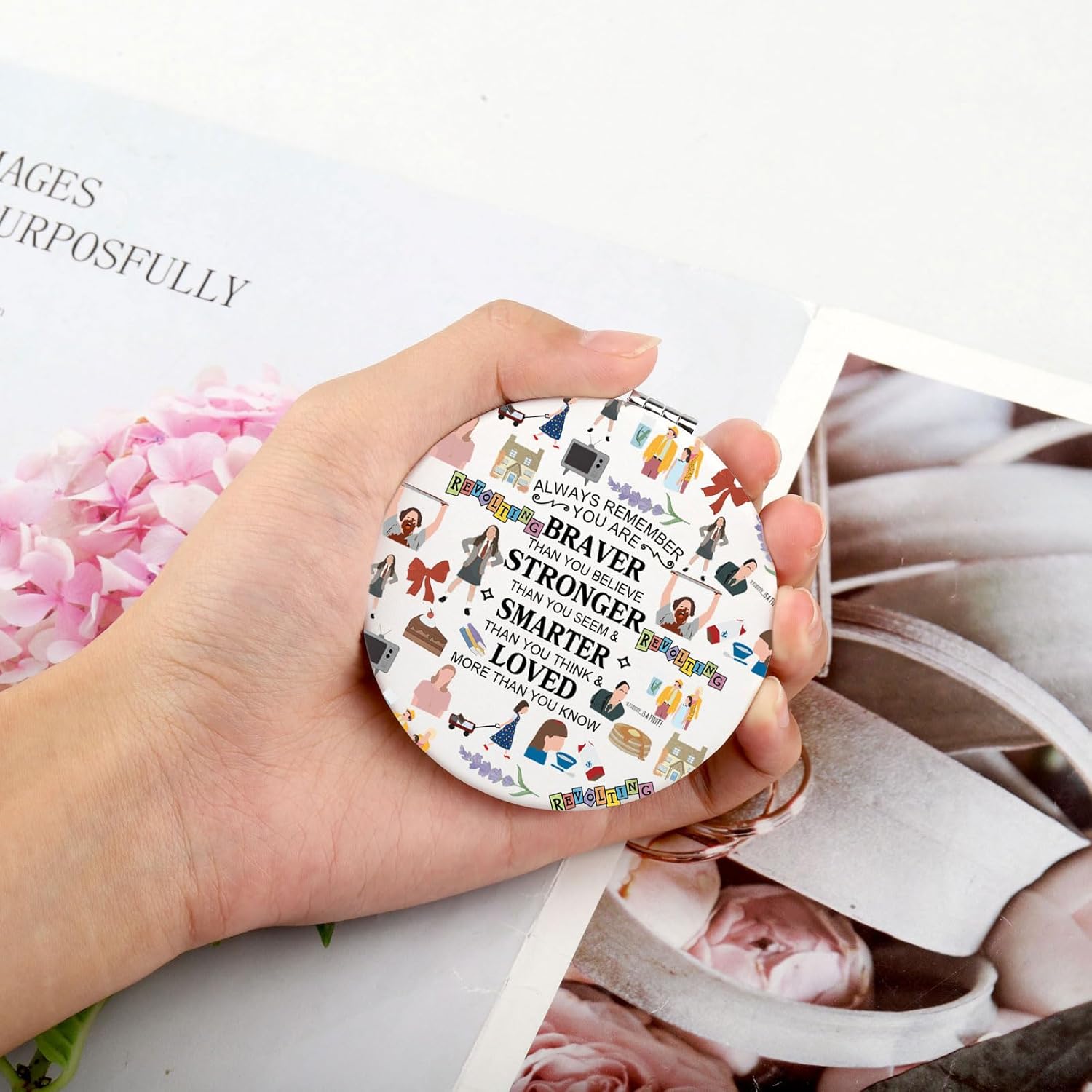 WSNANG Musical Compact Makeup Mirror with Encouraging Message